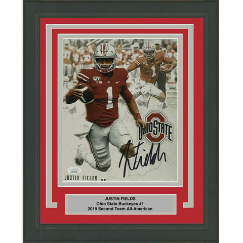 FRAMED Autographed/Signed JUSTIN FIELDS Ohio State Buckeyes 8x10 Photo JSA COA 2