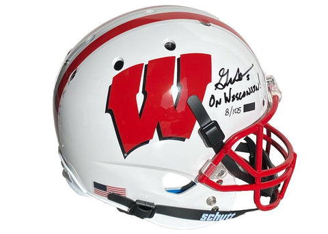 GRAHAM MERTZ Autographed "On Wisconsin" Badgers Full Size Helmet PANINI LE 105