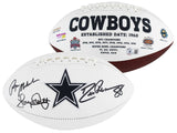 Cowboys (3) Staubach, Dorsett & Pearson Signed Football W/ Case BAS Witnessed