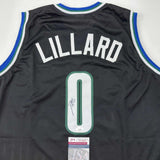 Autographed/Signed Damian Lillard Milwaukee Black Basketball Jersey JSA COA