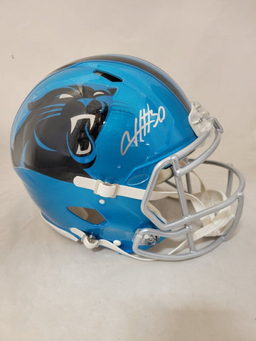 CHUBA HUBBARD SIGNED CAROLINA PANTHERS FS FLASH SPEED AUTHENTIC HELMET BAS QR