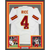 Framed Autographed/Signed Rashee Rice 35x39 Kansas City White Jersey JSA COA