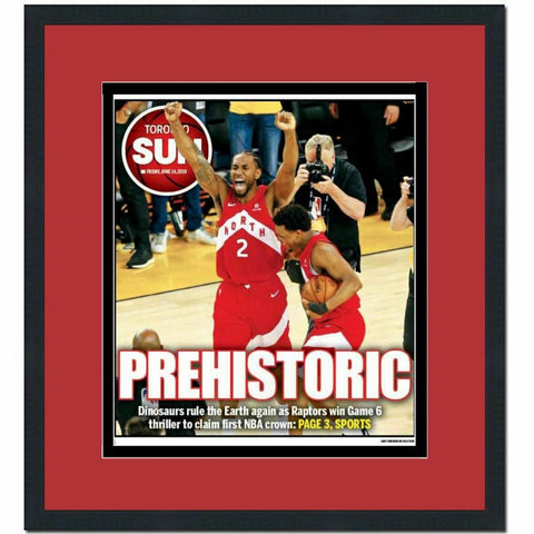 Framed Toronto Sun Raptors Prehistoric 2019 Champs Newspaper 18x20 Cover Photo