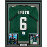 FRAMED Autographed/Signed DEVONTA SMITH 33x42 Philadelphia Green Jersey BAS COA