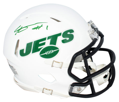 AHMAD SAUCE GARDNER SIGNED NEW YORK JETS FLAT WHITE SPEED MINI HELMET BECKETT