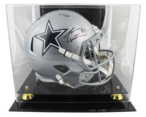 Cowboys Jason Witten Signed Silver Full Size Speed Rep Helmet w/ Case BAS Wit