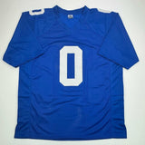 Autographed/Signed Brian Burns New York Blue Football Jersey JSA COA