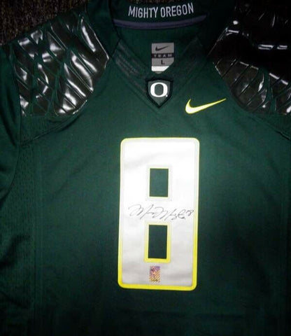 OREGON DUCKS MARCUS MARIOTA AUTOGRAPHED GREEN NIKE JERSEY SIZE L MM HOLO 89858