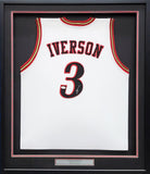 PHILADELPHIA 76ERS ALLEN IVERSON AUTOGRAPHED FRAMED WHITE JERSEY JSA 209463