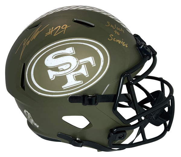 TALANOA HUFANGA AUTOGRAPHED SAN FRANCISCO 49ERS SALUTE TO SERVICE HELMET BECKETT