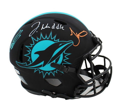 Tyreek Hill/Waddle/Tagovailoa Signed Miami Dolphins Authentic Eclipse Helmet