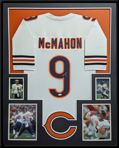 FRAMED CHICAGO BEARS JIM MCMAHON AUTOGRAPHED SIGNED JERSEY JSA COA