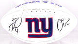 Justin Tuck Osi Umenyiora Signed New York Giants Logo Football- Beckett W Holo