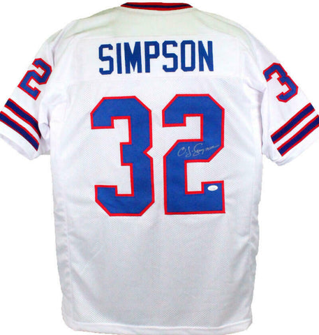 OJ Simpson Autographed White Pro Style Jersey- JSA W *Silver