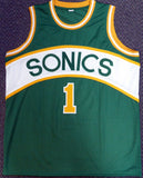 SEATTLE SONICS GUS WILLIAMS AUTOGRAPHED GREEN JERSEY MCS HOLO STOCK #106742