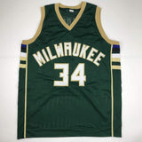 Autographed/Signed Giannis Antetokounmpo Milwaukee Green Custom Jersey JSA COA