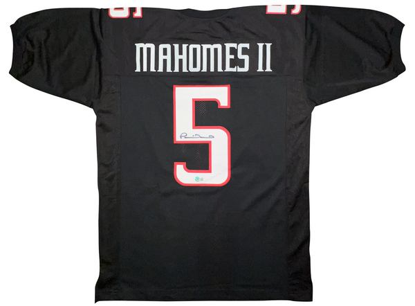 PATRICK MAHOMES II AUTOGRAPHED TEXAS TECH RED RAIDERS #5 BLACK JERSEY BECKETT