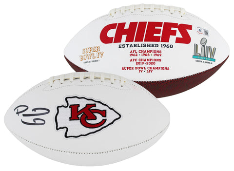 Chiefs Patrick Mahomes Authentic Signed White Panel Logo Football BAS #AC26707