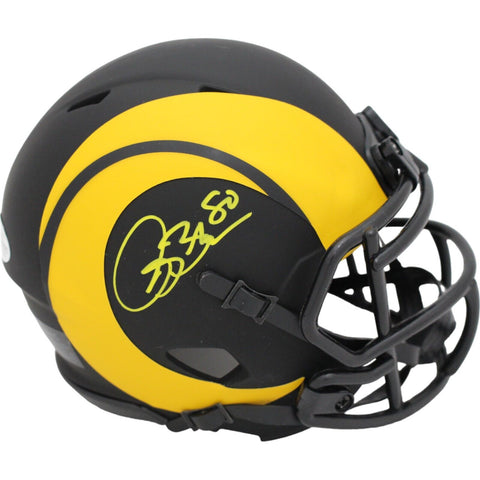 Isaac Bruce Autographed Los Angeles Rams Eclipse Mini Helmet Beckett 44981