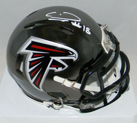 CALVIN RIDLEY SIGNED AUTOGRAPHED ATLANTA FALCONS CHROME SPEED MINI HELMET JSA