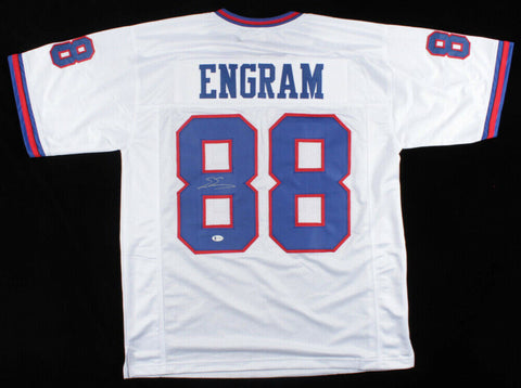 Evan Engram Signed Giants White Jersey (Beckett COA) New York 1st Rd Pick 2017