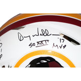 Joe Theismann Mark Rypien Doug Williams FLT White Pro Helmet BAS 42244