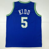 Autographed/Signed JASON KIDD Dallas Retro Blue Basketball Jersey Beckett BAS CO