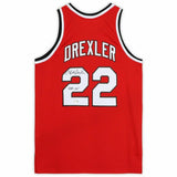 CLYDE DREXLER Autographed "HOF '04" Trail Blazers Red Jersey FANATICS