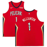 ZION WILLIAMSON Autographed New Orleans Pelicans Authentic Red Jersey FANATICS