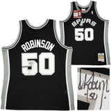 SPURS DAVID ROBINSON AUTOGRAPHED BLACK M&N SWINGMAN JERSEY XL BECKETT 212088