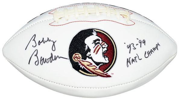 BOBBY BOWDEN SIGNED FLORIDA STATE SEMINOLES LOGO FOOTBALL W/ 93 99 NATL CHAMPS