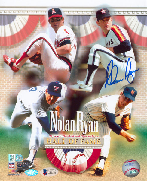 Rangers Nolan Ryan Authentic Signed 8x10 Photo Creased Autographed BAS #E35739