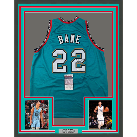 Framed Autographed/Signed Desmond Bane 33x42 Memphis Teal Jersey JSA COA