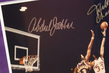 Wilt Chamberlin & Kareem Abdul-Jabbar Signed 27x23 Action photo (Fanatics COA)