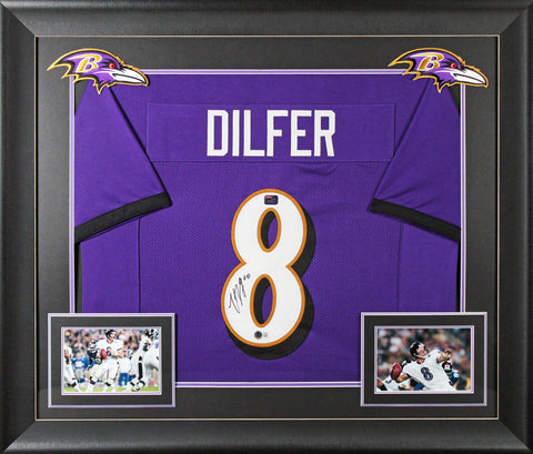 Trent Dilfer Authentic Signed Purple Pro Style Framed Jersey BAS Witnessed