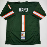 Autographed/Signed Cameron Cam Ward Miami Green College Football Jersey JSA COA