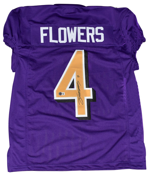 ZAY FLOWERS AUTOGRAPHED BALTIMORE RAVENS #4 COLOR RUSH GAME CUT JERSEY BECKETT