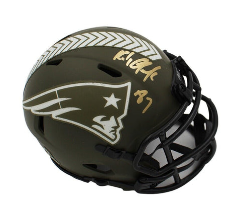 Rob Gronkowski Signed New England Patriots Speed Salute to Service Mini Helmet