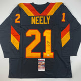 Autographed/Signed Cam Neely Vancouver Black Hockey Jersey JSA COA