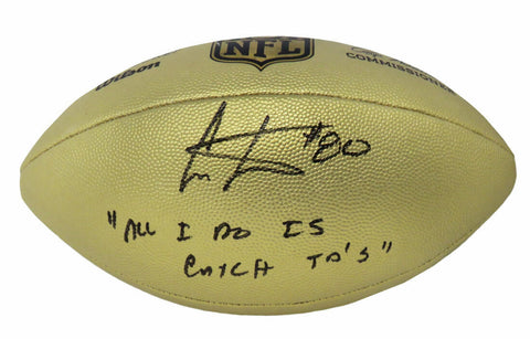 Cris Carter Signed Wilson Duke Gold NFL F/S Replica Football w/Catch TD's - SS