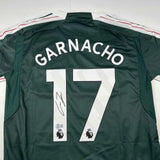 Autographed/Signed Alejandro Garnacho Manchester United Green Jersey Beckett COA