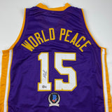 Autographed/Signed Metta World Peace Los Angeles LA Purple Jersey PSA/DNA COA