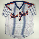 Autographed/Signed JACOB DEGROM New York Pinstripe Baseball Jersey JSA COA Auto