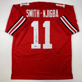 Autographed/Signed Jaxon Smith-Njigba Ohio State Red College Jersey Beckett COA