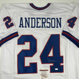 Autographed/Signed OTTIS ANDERSON New York White Football Jersey JSA COA Auto