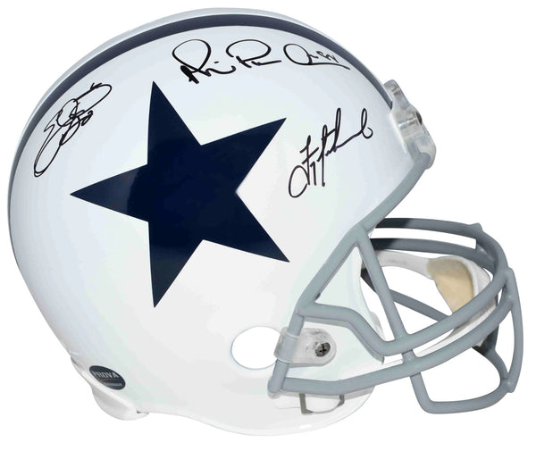 TROY AIKMAN EMMITT SMITH MICHAEL IRVIN SIGNED DALLAS COWBOYS TRIPLETS F/S HELMET