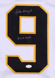 Johnny Bucyk Signed Bruins White Home Jersey Inscribed "H.O.F. 1981" (JSA COA)