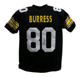 Plaxico Burress Autographed/Signed Pro Style Black XL Jersey 25101