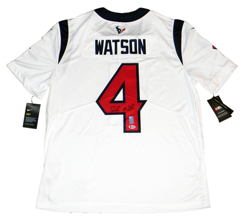 DESHAUN WATSON AUTOGRAPHED HOUSTON TEXANS #4 WHITE NIKE LIMITED JERSEY BECKETT