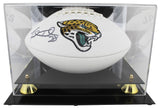 Jaguars Fred Taylor Signed White Panel Logo Football W/ Case BAS Witnessed